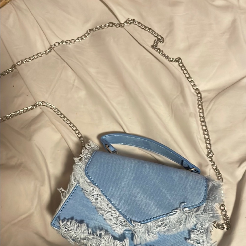 Frayed Denim Crossbody Bag